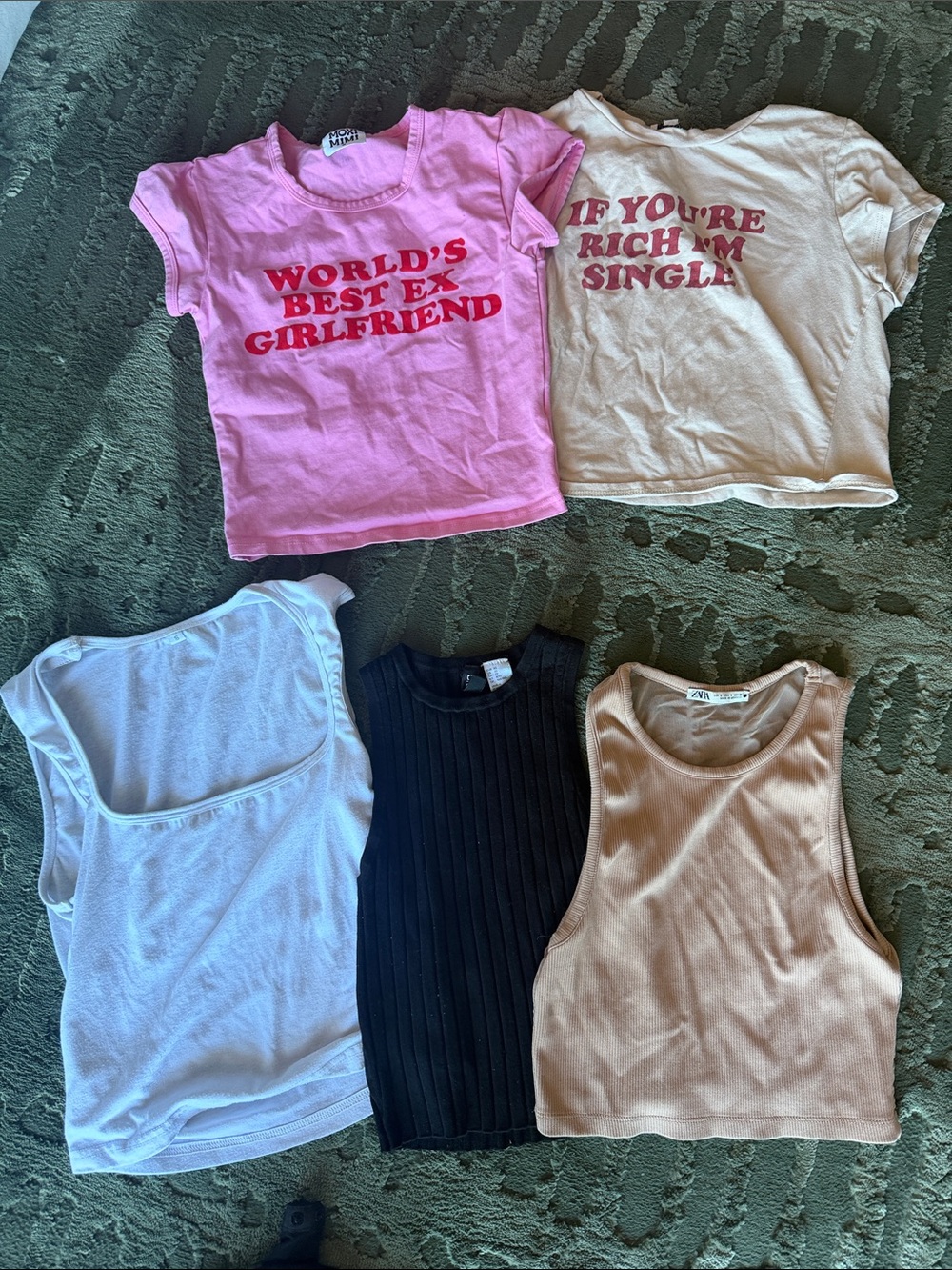 5 Zara Pink Graphic Short Sleeve Tee with Red Lettering